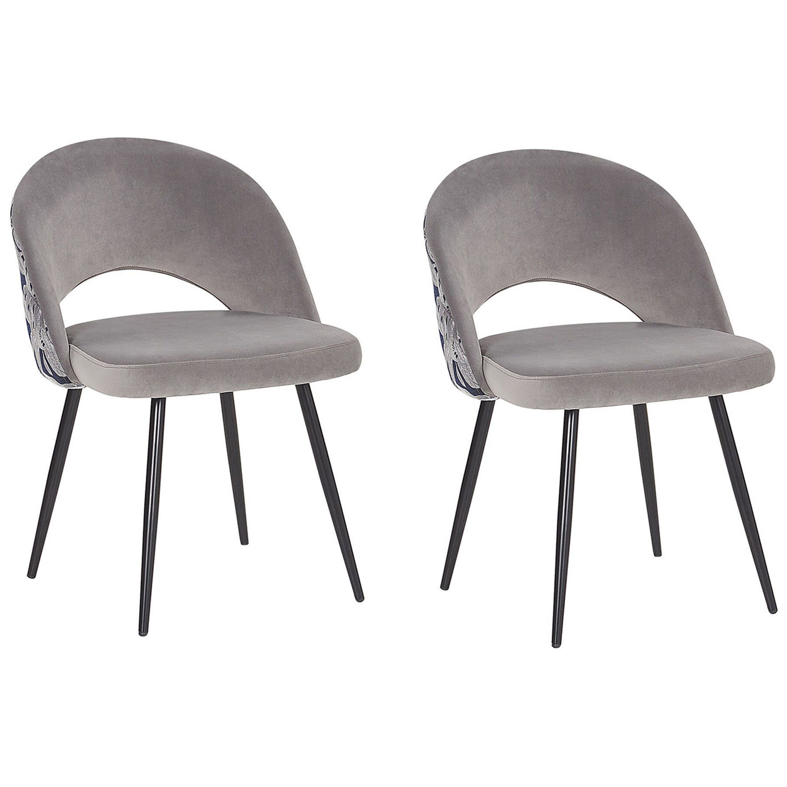 Sæt med 2 spisebordsstole VIVIAN Velour Grå