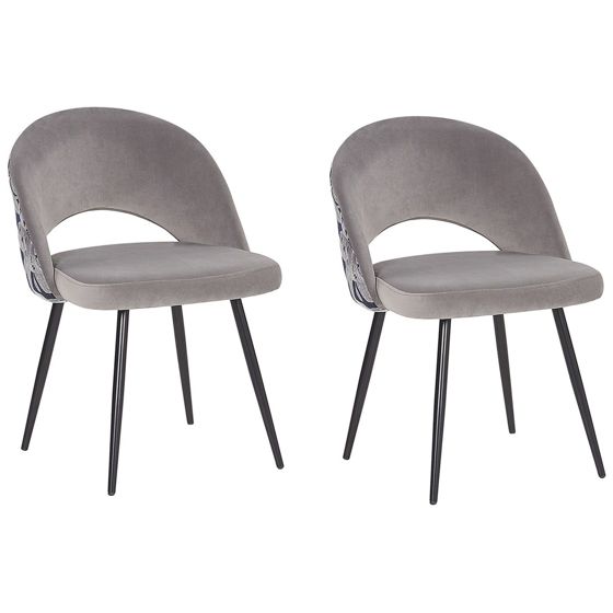 Sæt med 2 spisebordsstole VIVIAN Velour Grå