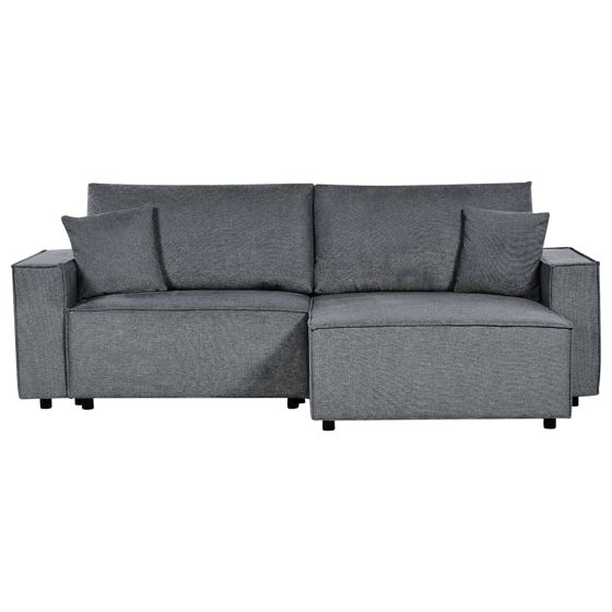 Hjørnesovesofa 3 personers KARILA med opbevaring Mørkegrå Venstrevendt
