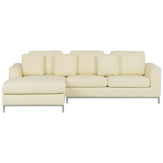 Hjørnesofa OSLO Ægte læder Lys Beige Højrevendt