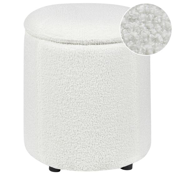 Puf med opbevaring MARYLAND Boucle Cremehvid