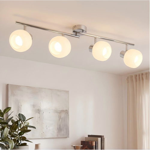 NETTLIFE loftspotlight E14 hvid 4 lamper til indendørs brug glas drejelig vintage stil til hotelværelse entré