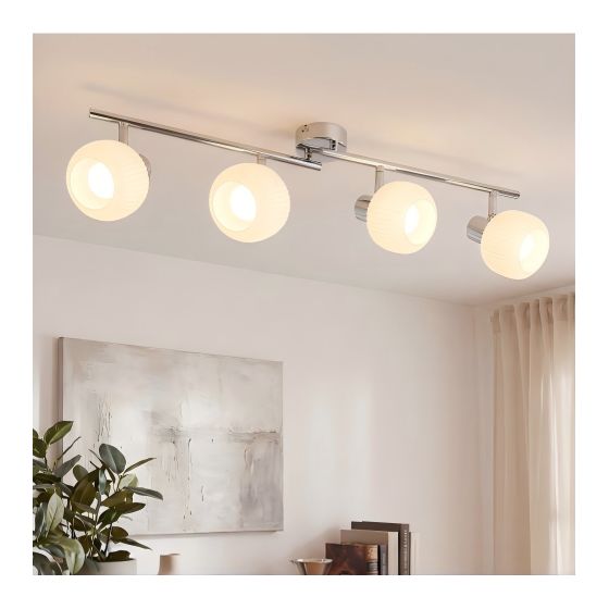 NETTLIFE loftspotlight E14 hvid 4 lamper til indendørs brug glas drejelig vintage stil til hotelværelse entré