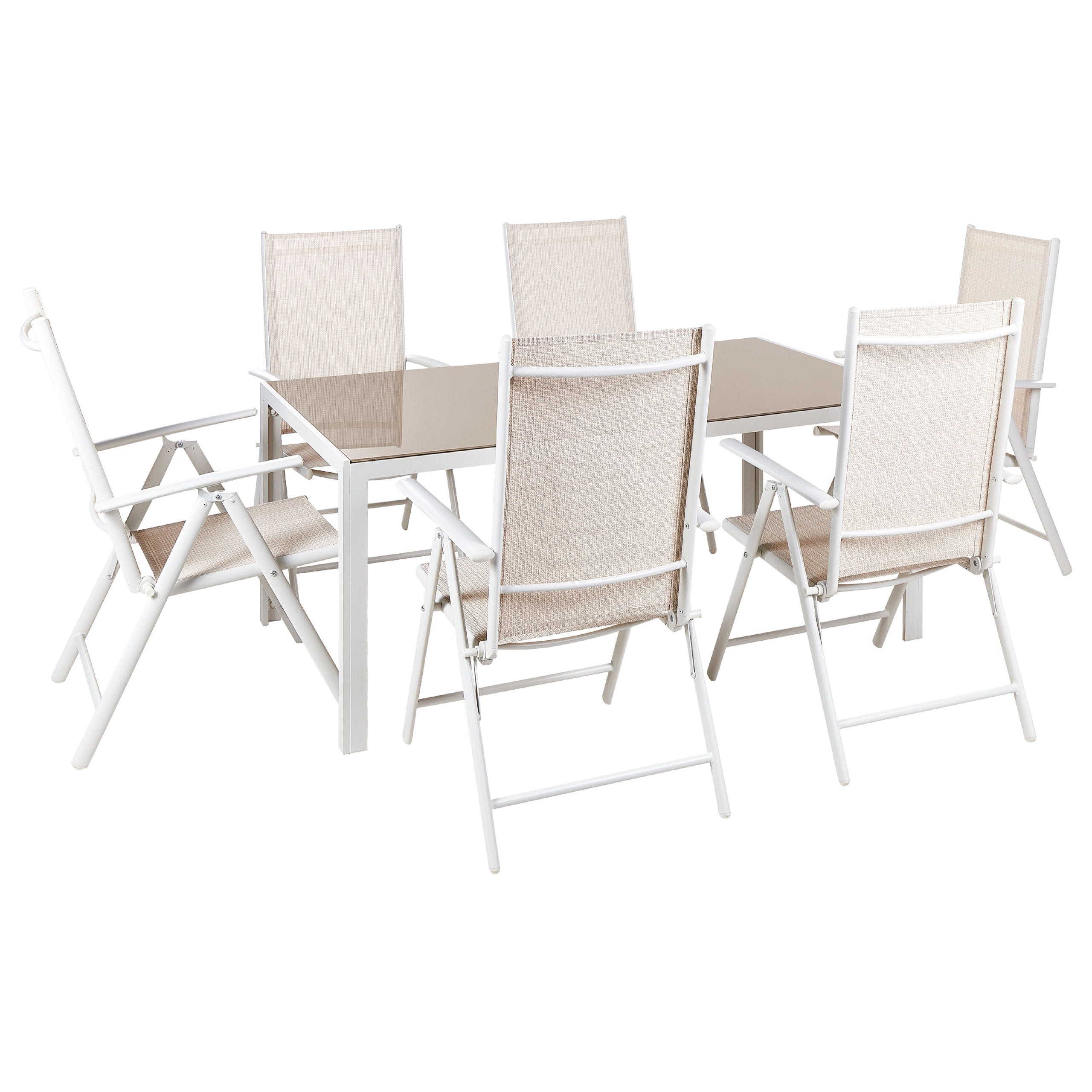 Havemøbelsæt 6 personers CATANIA Metal Beige