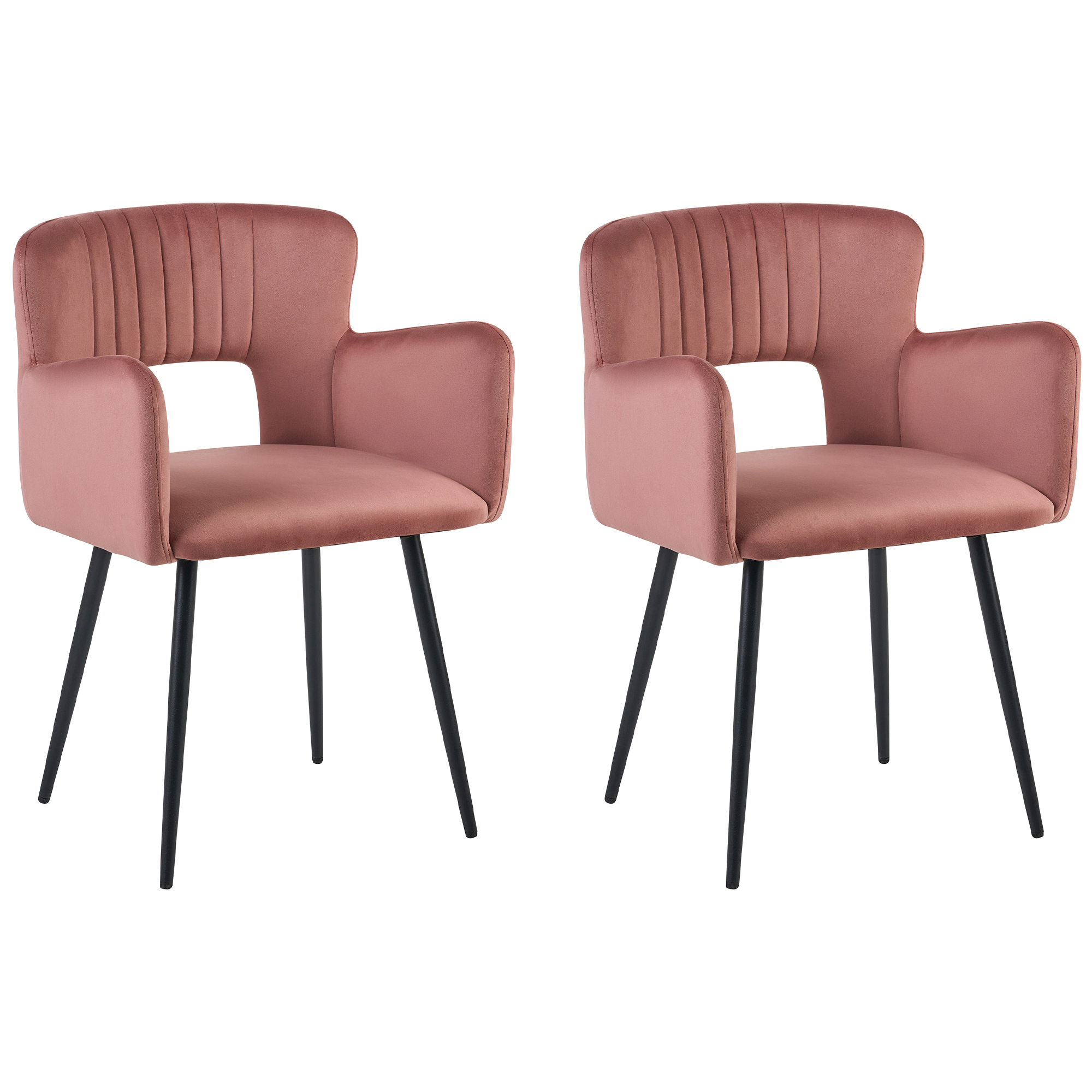 Sæt med 2 spisebordsstole SANILAC Velour Pastellrosa