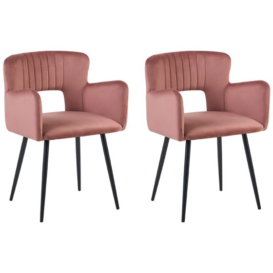 Sæt med 2 spisebordsstole SANILAC Velour Pastellrosa