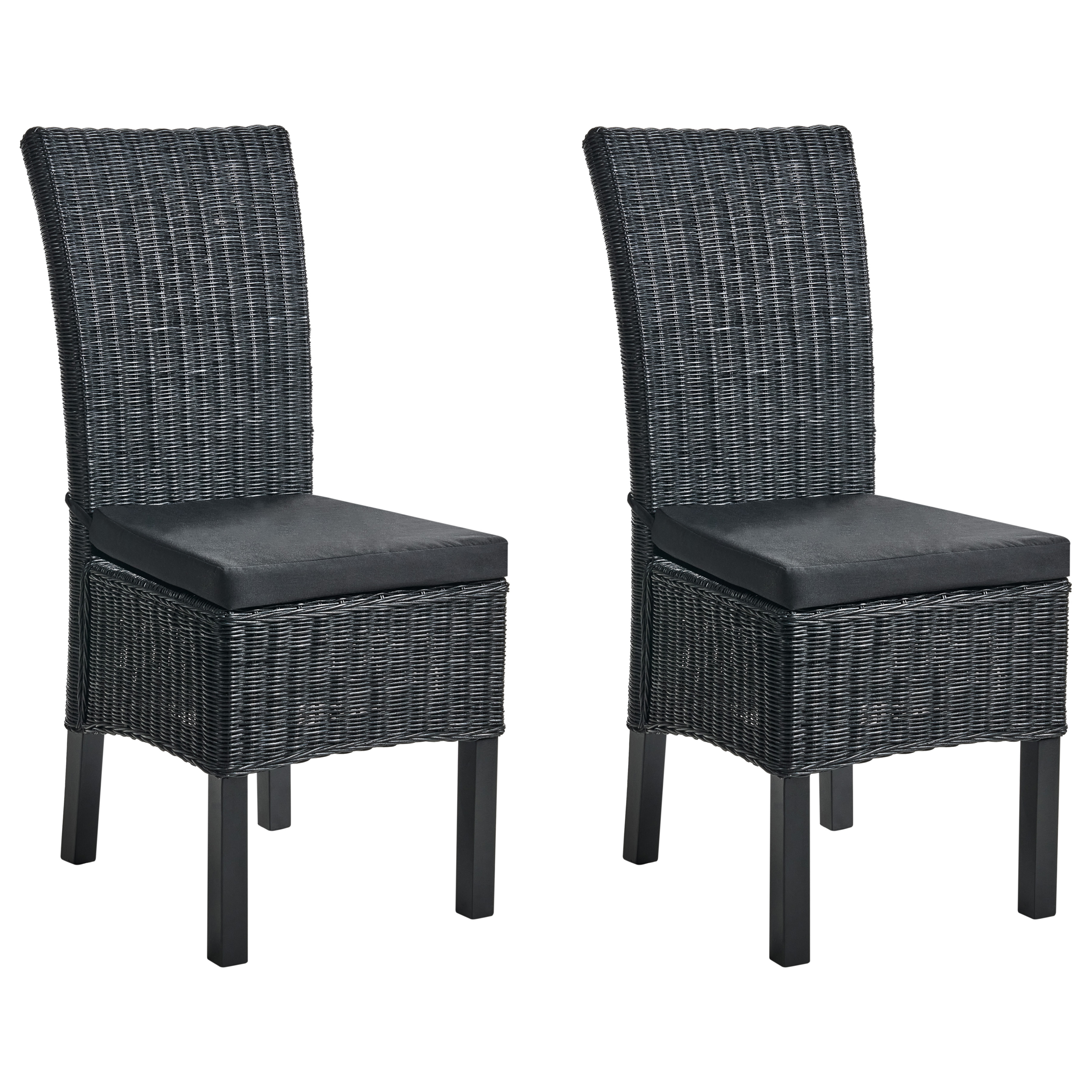Sæt med 2 spisebordsstole ANDES Rattan Sort