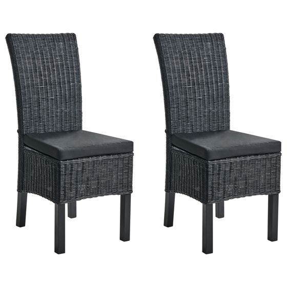 Sæt med 2 spisebordsstole ANDES Rattan Sort