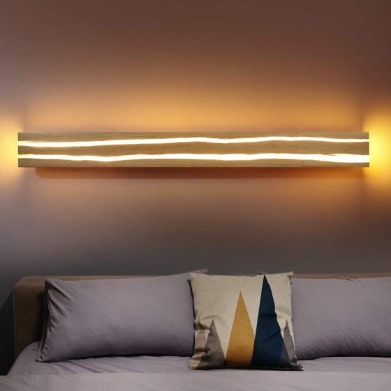 NETTLIFE LED-væglampe, trævæglampe - 16 W, indendørs ganglampe, 100 cm, varm hvid, moderne trappelampe