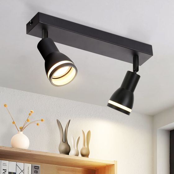 NETTLIFE LED loftspotlight 2 lamper sort stue loftslampe justerbar spotlight GU10 spotlight moderne lampe