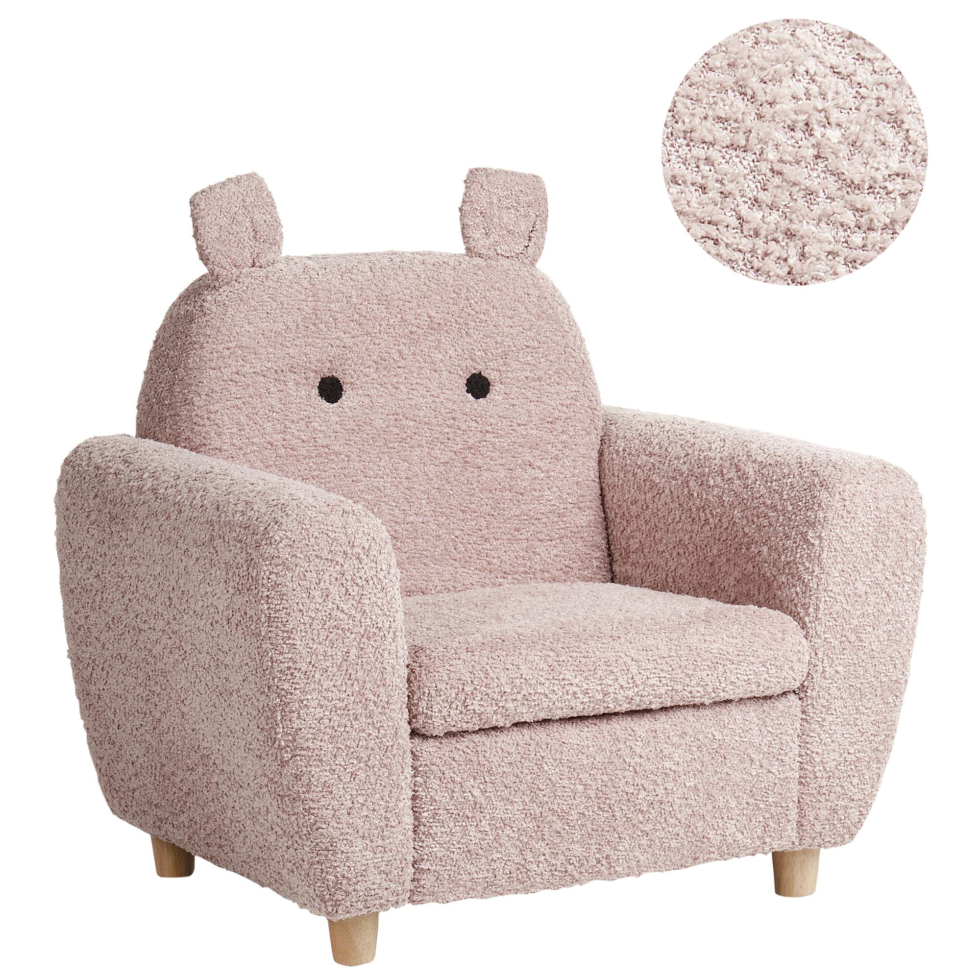 Børnelænestol Hippo MARIBO Boucle Pastellrosa