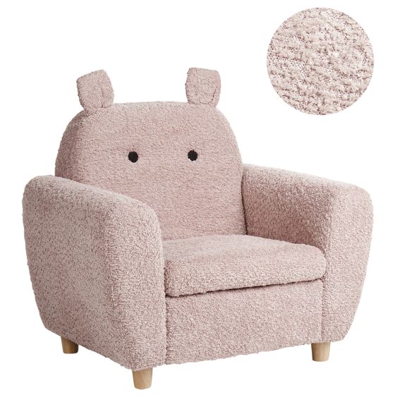 Børnelænestol Hippo MARIBO Boucle Pastellrosa