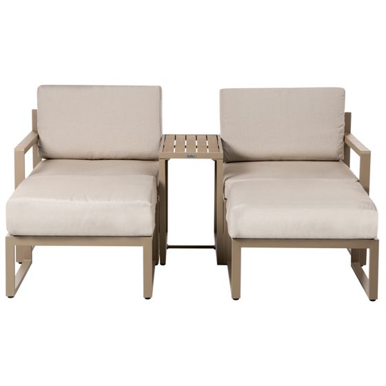 Loungesæt med bord og fodskammel 2 personers NOCI Metal Beige
