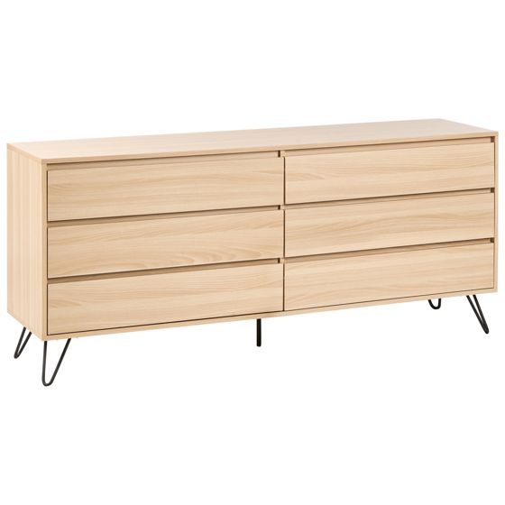 6 skuffers kommode CARDIGAN Lysebrun