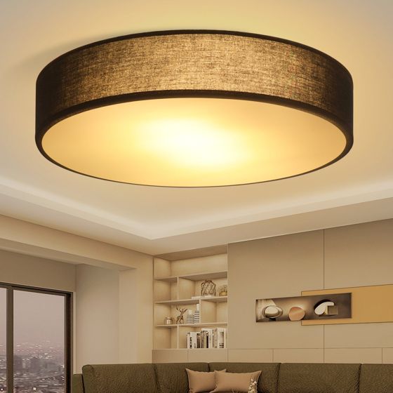 NETTLIFE - loftslampe, E27, rund, 30 cm, moderne, sort stof, 1 lampe Med stofskærm, til stue Til køkken, entre