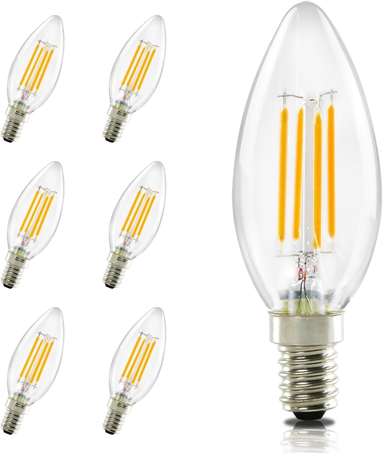 NETTLIFE E14 LED-pære varm hvid 6 stk. 4W kertepære glødetråd vintage 2700K