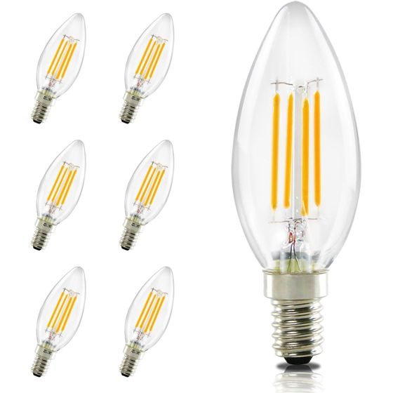 NETTLIFE E14 LED-pære varm hvid 6 stk. 4W kertepære glødetråd vintage 2700K