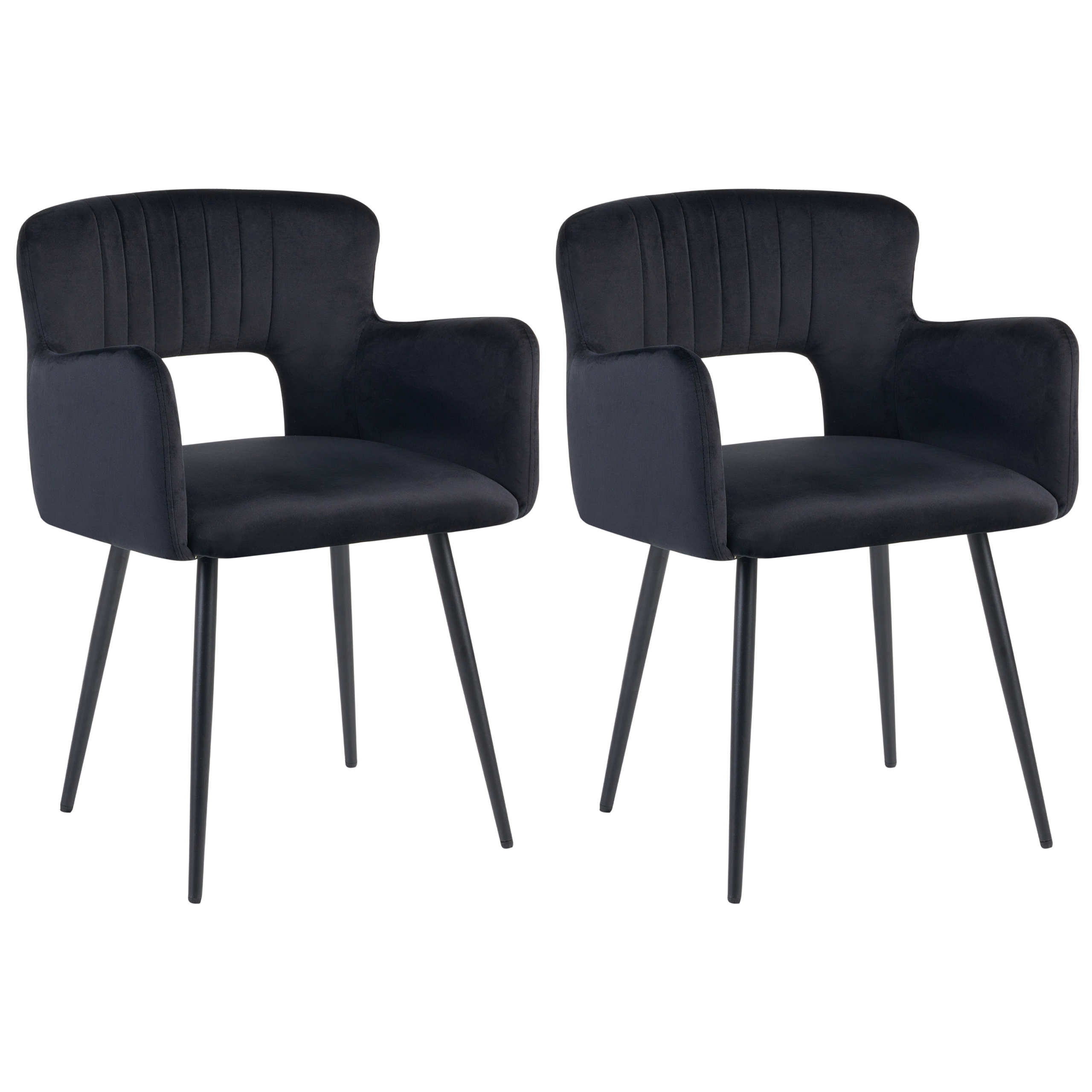 Sæt med 2 spisebordsstole SANILAC Velour Sort
