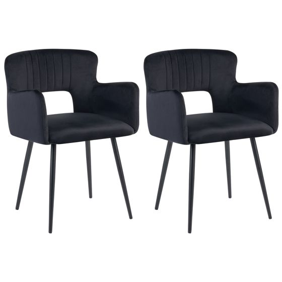 Sæt med 2 spisebordsstole SANILAC Velour Sort