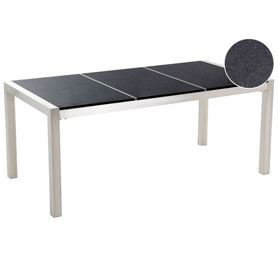 Havebord GROSSETO 180 cm 90 cm Granit Poleret Sort