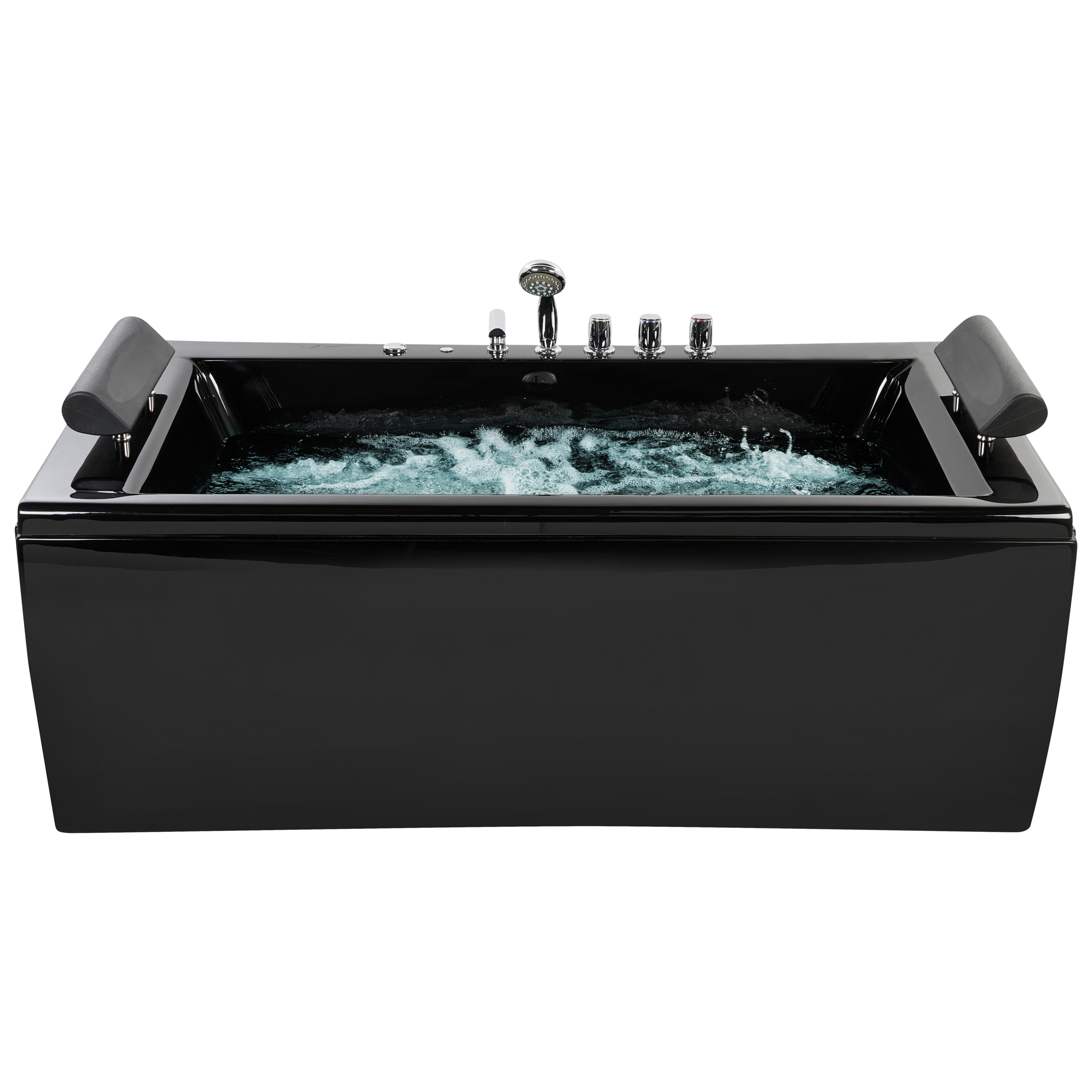 Hjørne-boblebad med LED MONTEGO 172 x 83 cm Sort