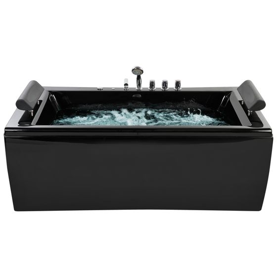 Hjørne-boblebad med LED MONTEGO 172 x 83 cm Sort