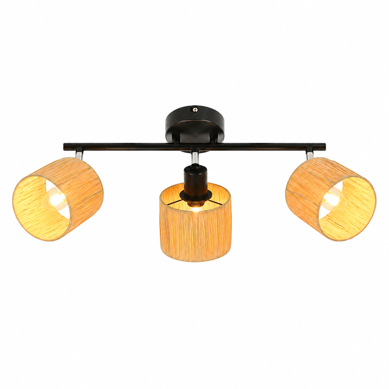 NETTLIFE loftspotlight med 3 flammer, E14, natursort loftslampe, papir, til stuen