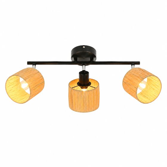NETTLIFE loftspotlight med 3 flammer, E14, natursort loftslampe, papir, til stuen