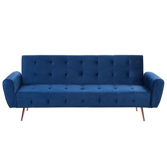 Sovesofa 3 personers SELNES Velour Navy Blå