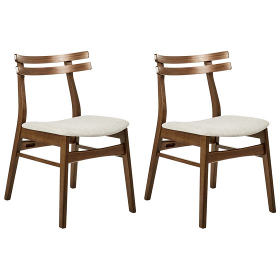 Sæt med 2 spisebordsstole CYNTHIANA Træ Brun/lys beige