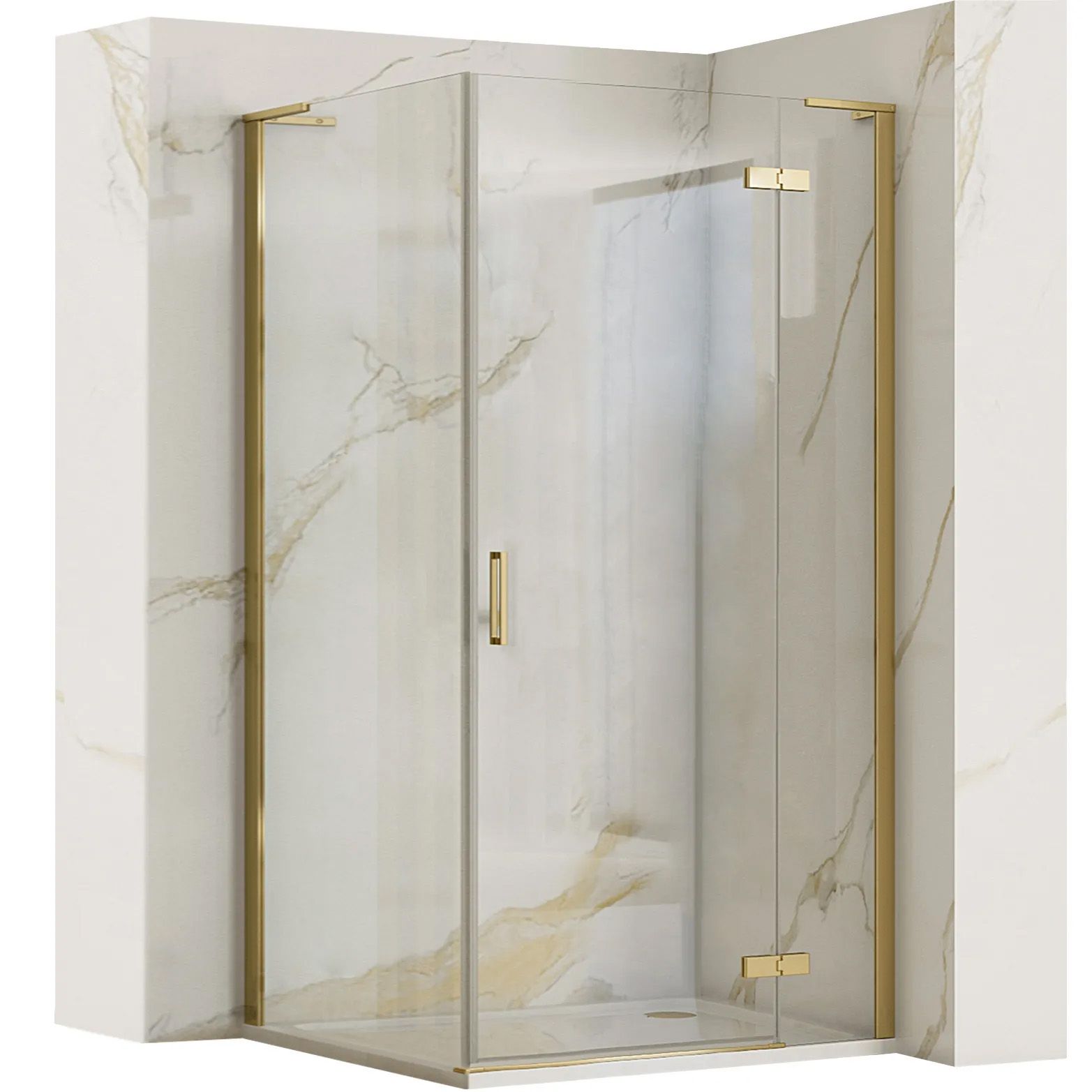 REA brusekabine HUGO 100x80 Børstet guld, 100x80x200,5cm
