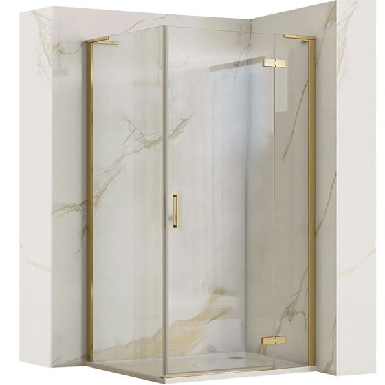 REA brusekabine HUGO 100x80 Børstet guld, 100x80x200,5cm