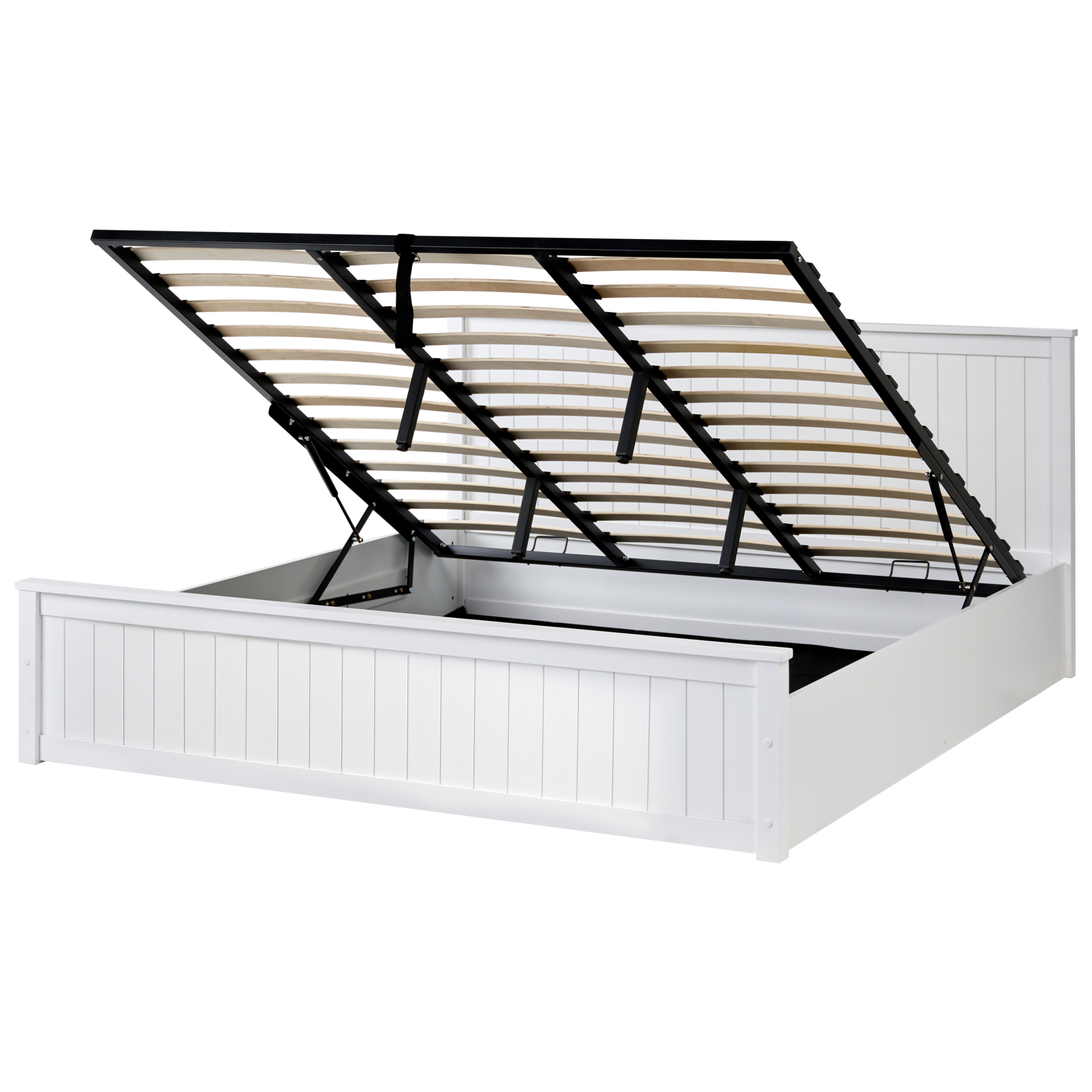 Seng med opbevaring LAMBRES Fyretræ Hvid 180 x 200 cm