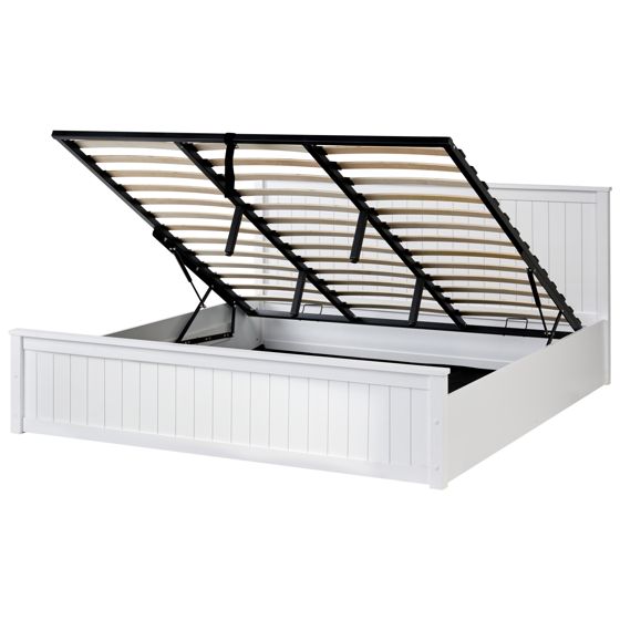 Seng med opbevaring LAMBRES Fyretræ Hvid 180 x 200 cm