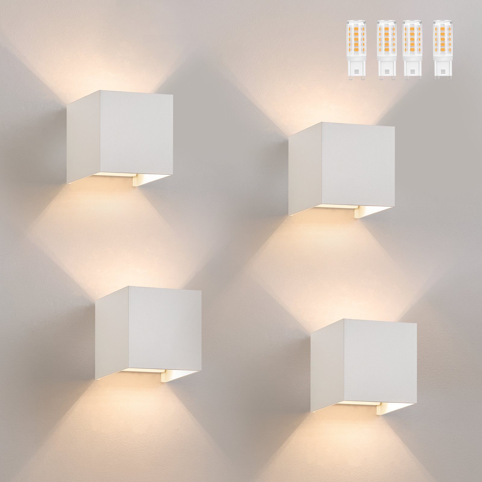 NETTLIFE 4 LED - udendørs væglampesæt, varm hvid IP65, til hjemmet, soveværelset, gangen, trappen