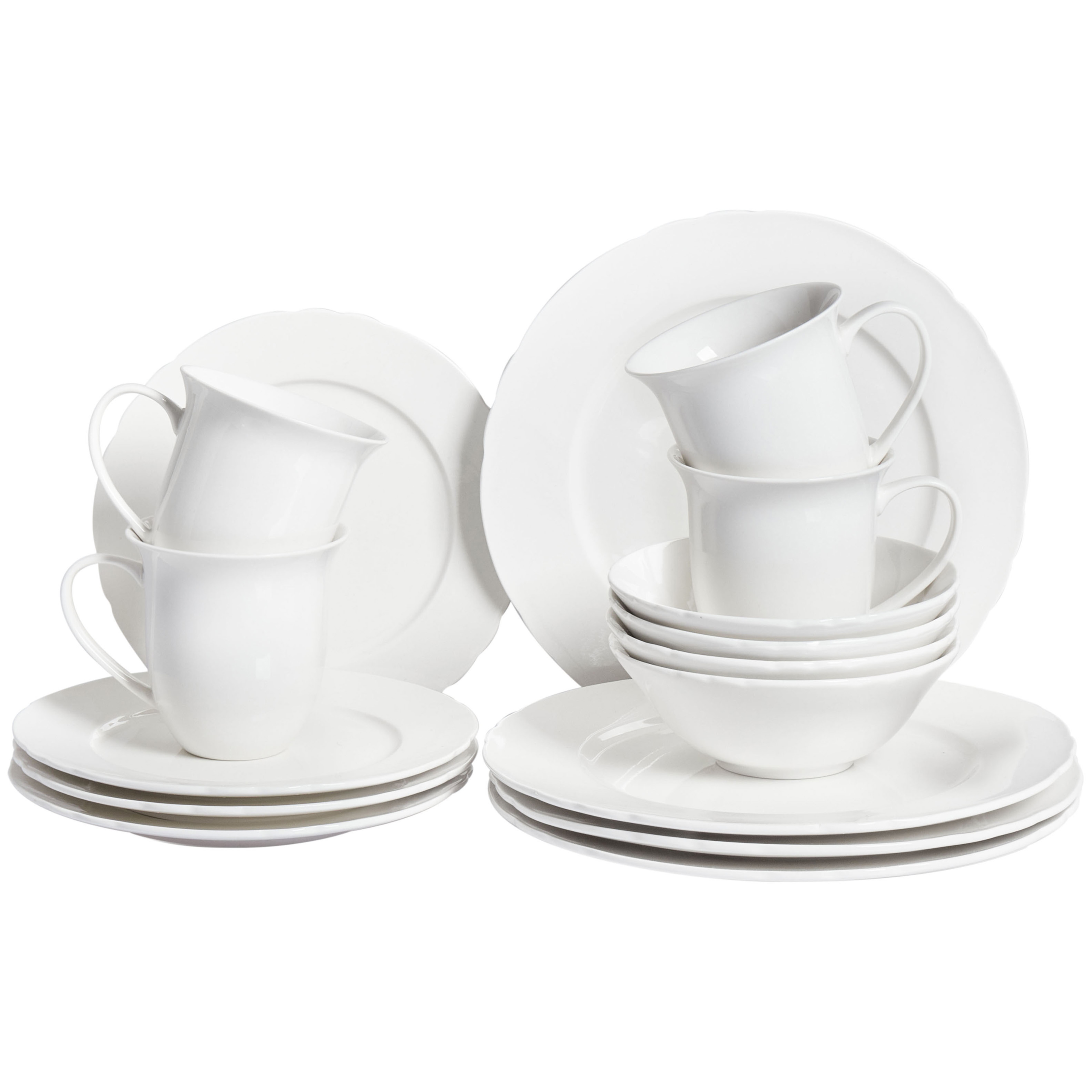 Sæt med 16 stykker spisestel ELDERBERRY Porcelæn Hvid