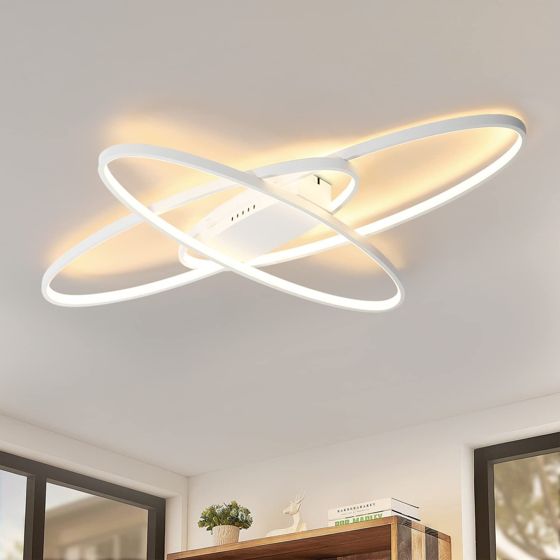 NETTLIFE dæmpbar, LED loftlampe, moderne hvid, soveværelseslampe med fjernbetjening, 75W