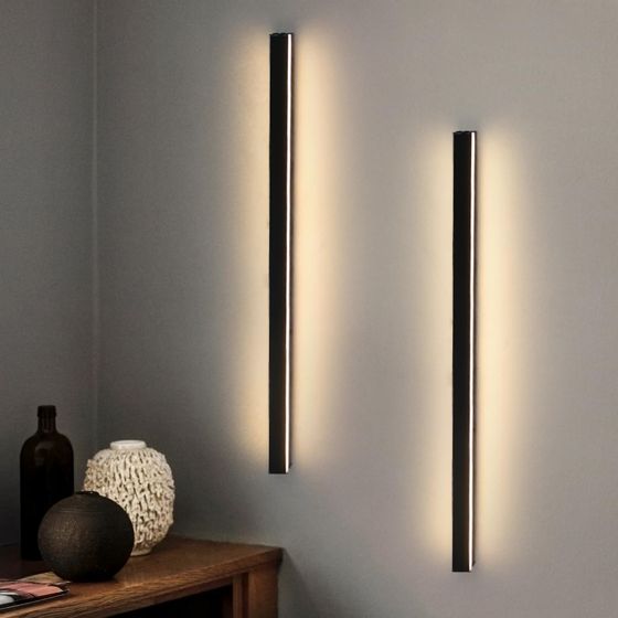 NETTLIFE 2 stk., moderne, indendørs LED væglamper, 80 cm, 27 W, til entré, op, ned, varm hvid, sort