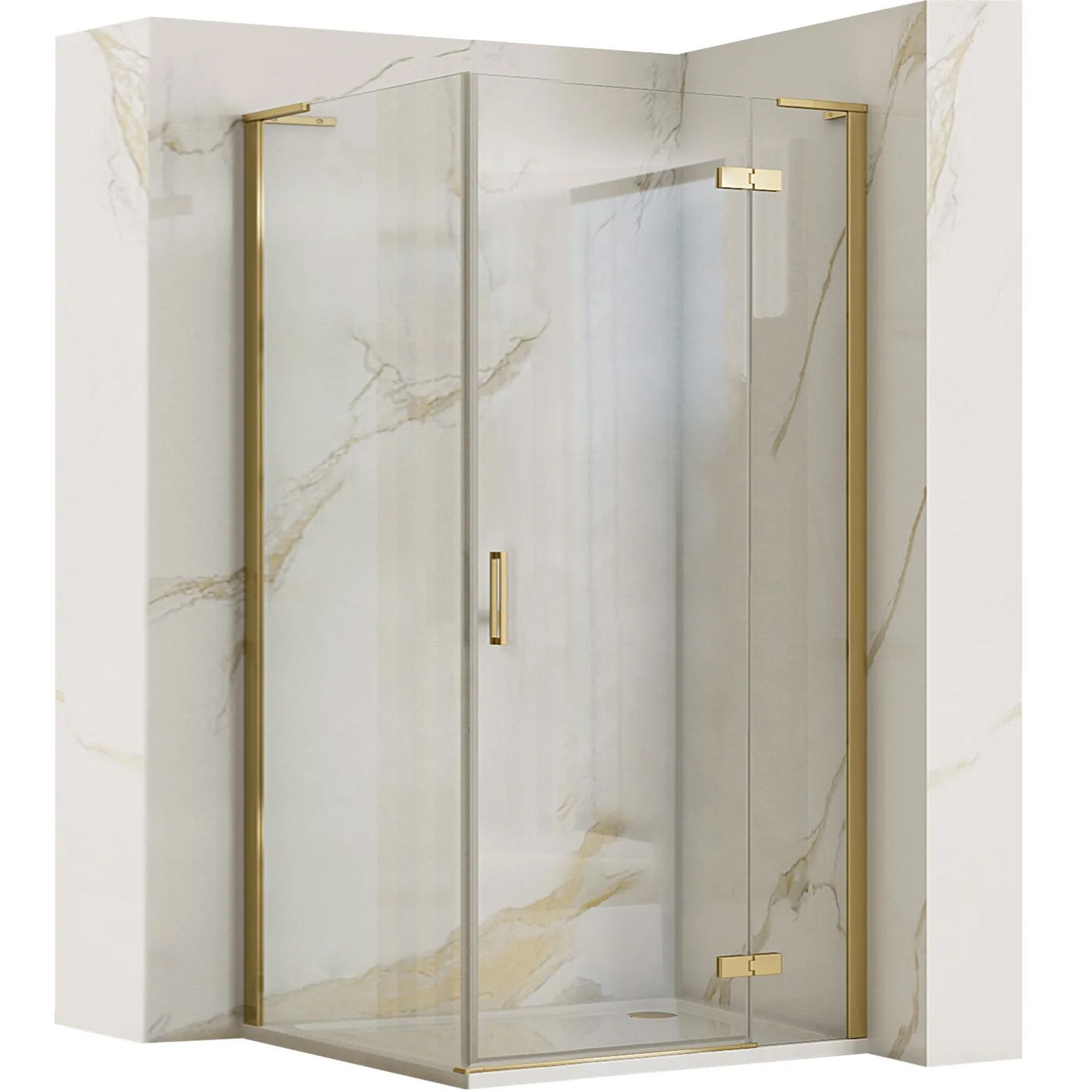 REA brusekabine HUGO 90x90 Børstet guld, 90x90x200,5cm