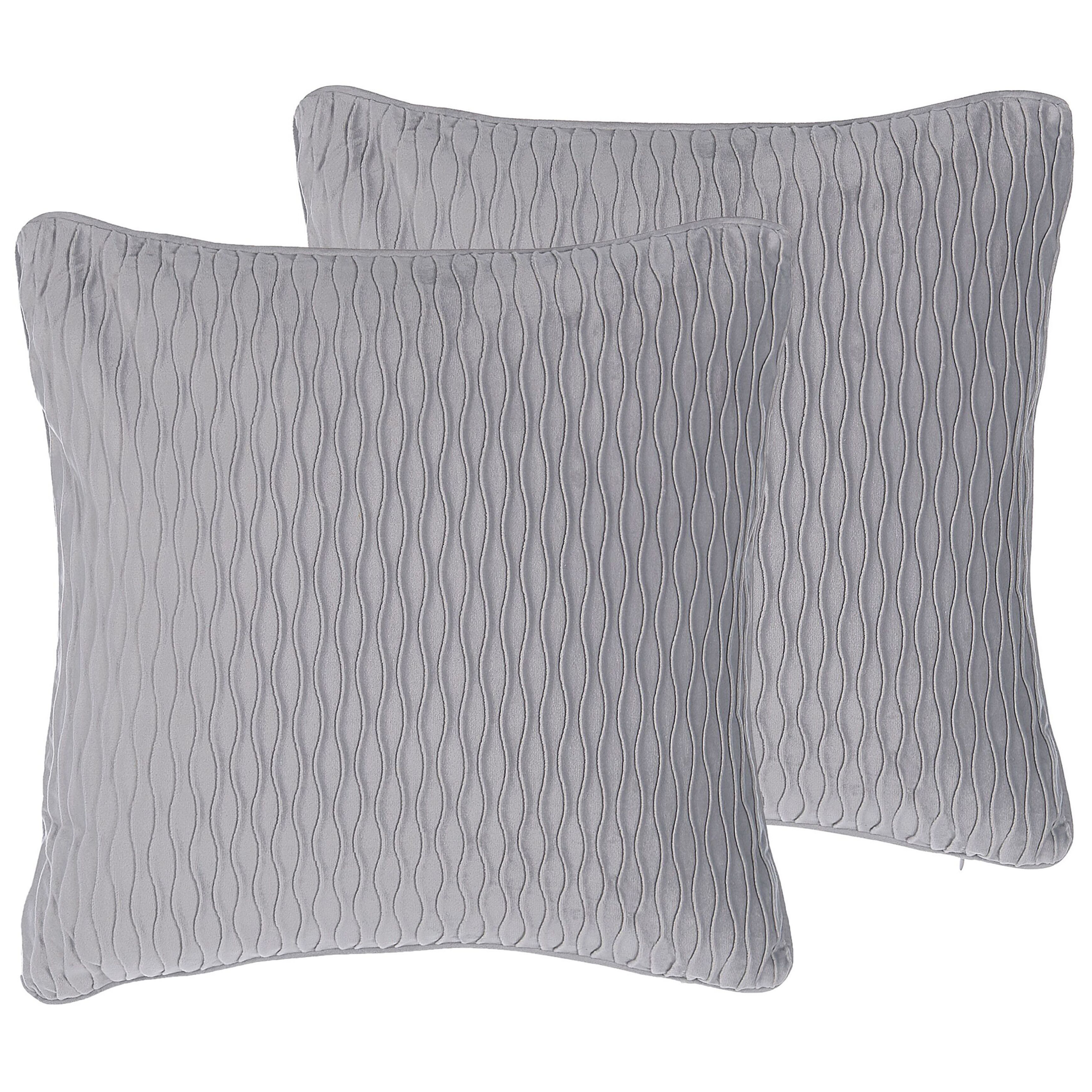 Sæt af 2 pyntepuder MOTARI 45 x 45 cm Velour Grå Geometrisk mønster