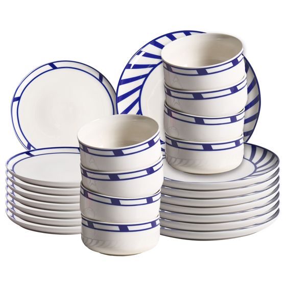 Sæt med 24 stykker service SHISO Porcelæn Hvid/blå