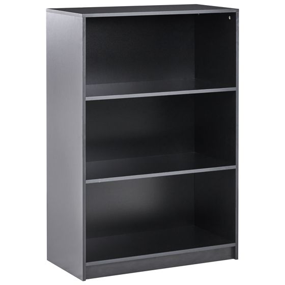 Bogreol med 3 hylder ZEHNA 117 cm Sort
