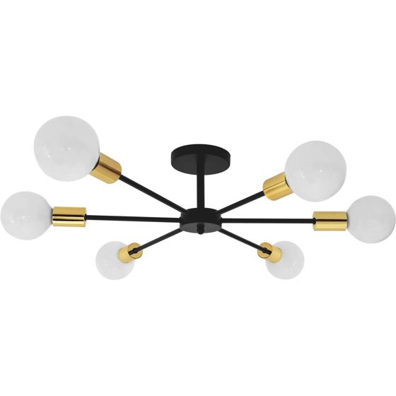TOOLIGHT loftlampe APP501-6C Sort/Guld 69x69x15,5cm