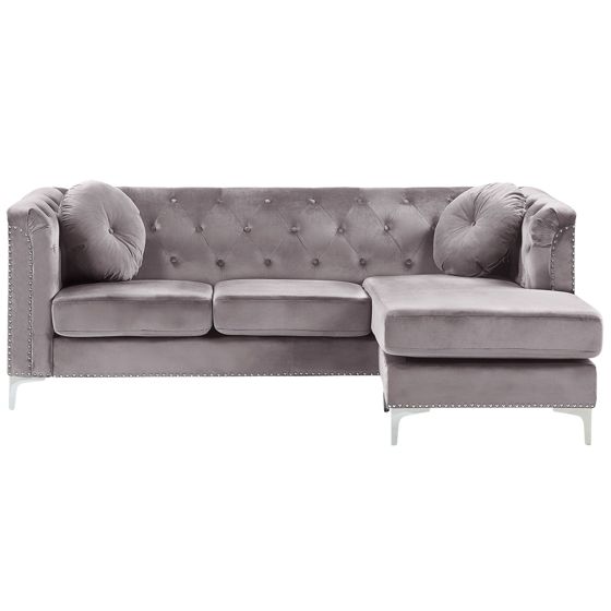 Hjørnesofa 3 personers FLEN Velour Grå Venstrevendt