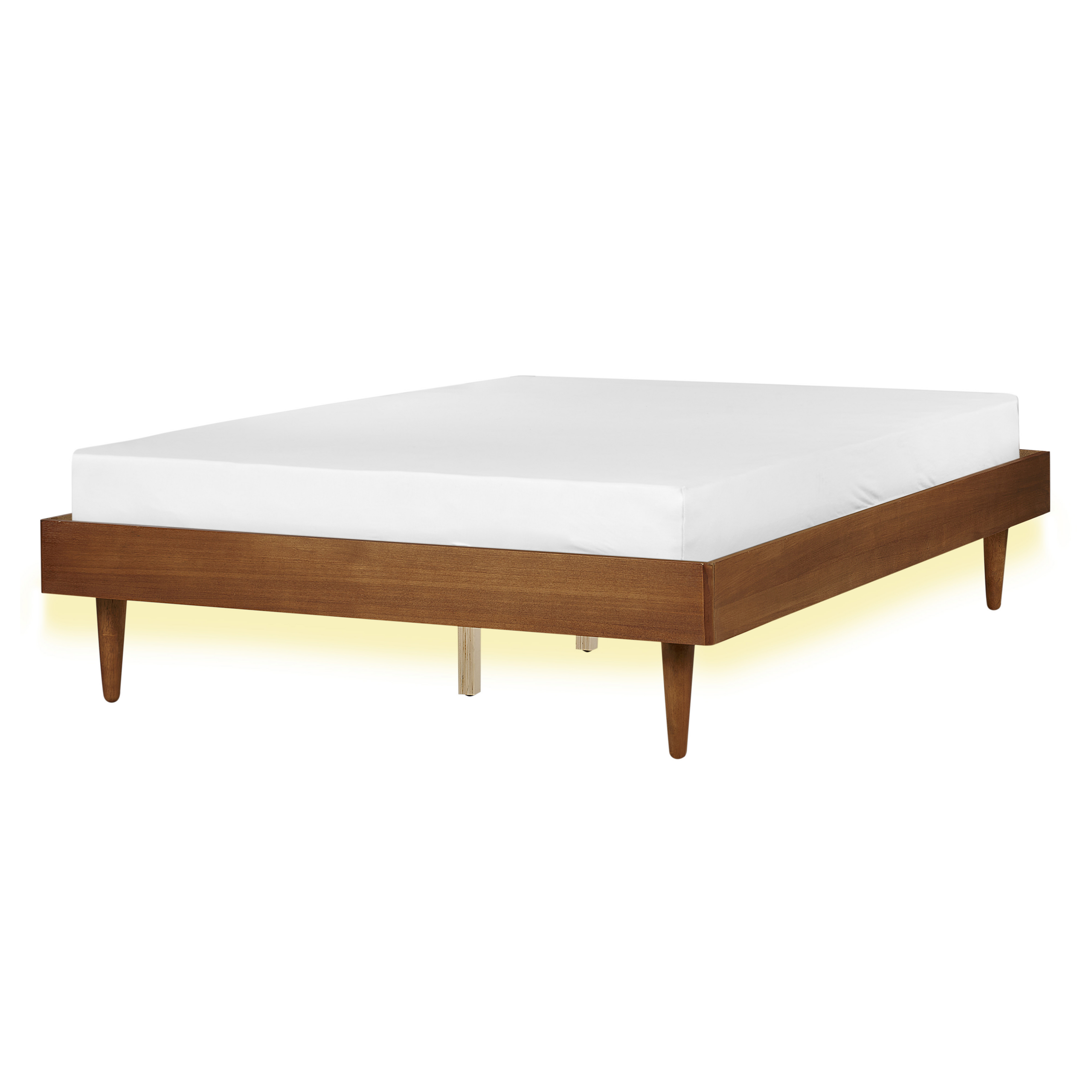 Seng med LED TOUCY 140 x 200 cm Brun ask