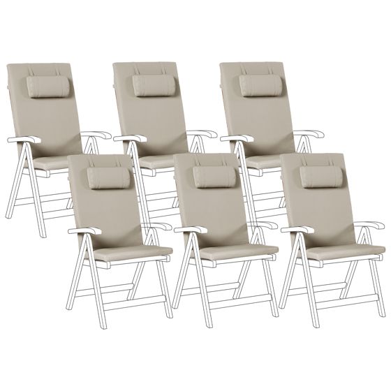 Sæt af 6 ryg-/siddehynder JAVA/AMANTEA PREMIUM 50 x 71 cm Brungrå