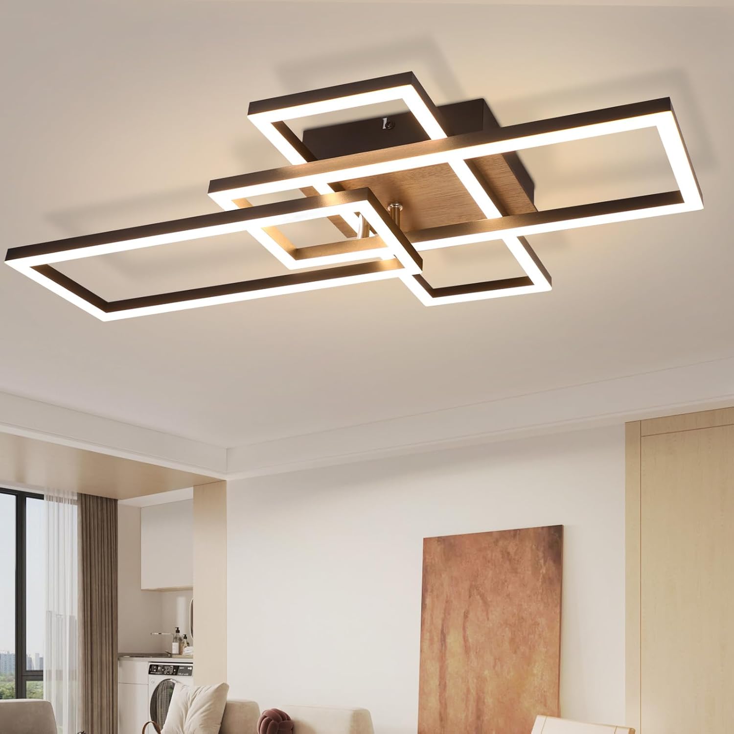 NETTLIFE LED - loftslampe, 3000K, sort, træ, soveværelseslampe, moderne, design - loftslampe, 32W, varm hvid