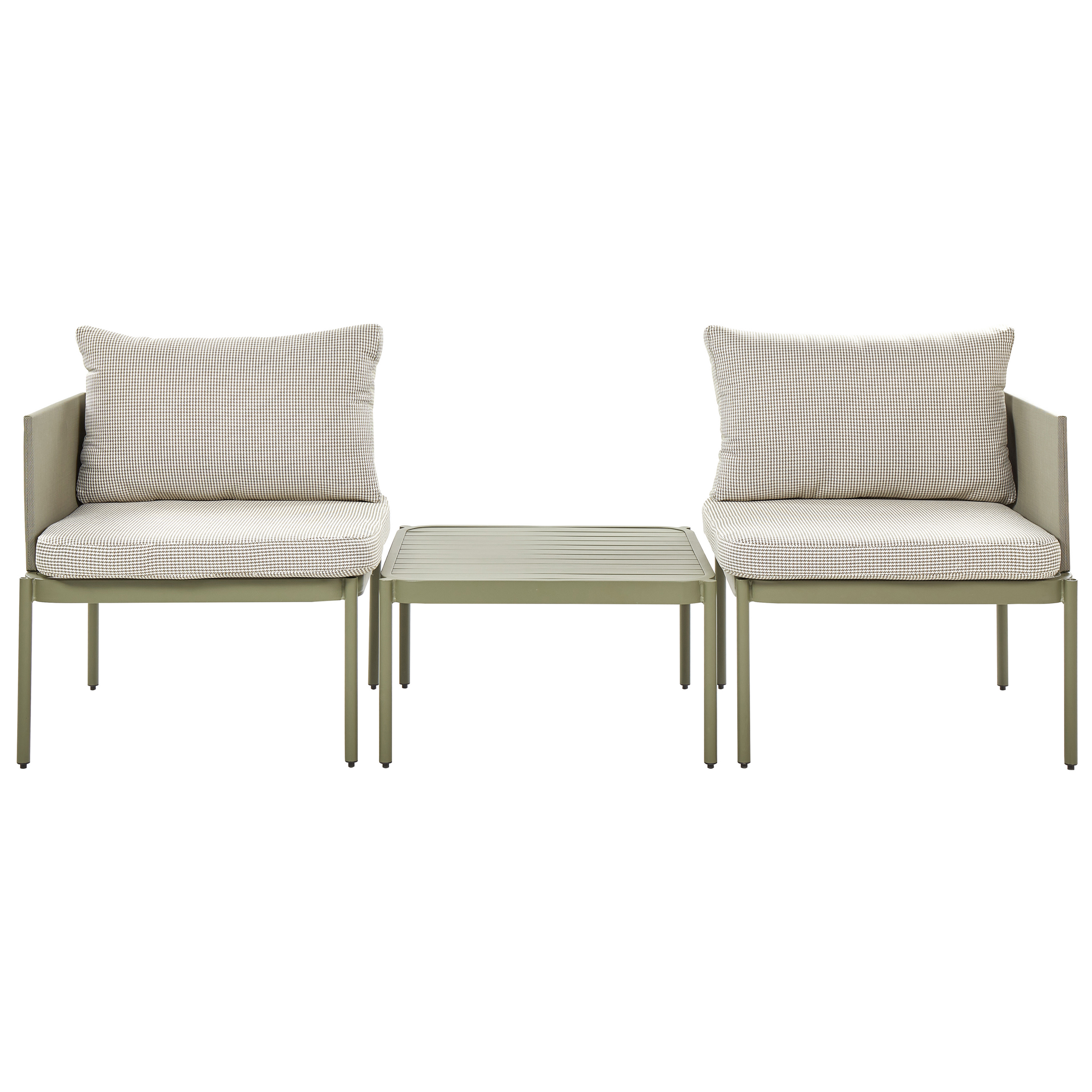 Loungesæt med bord 2 personers TERRACINA Metal Olivengrøn