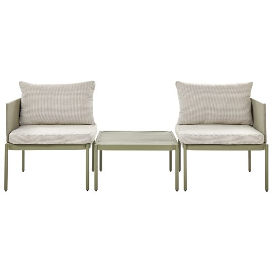 Loungesæt med bord 2 personers TERRACINA Metal Olivengrøn