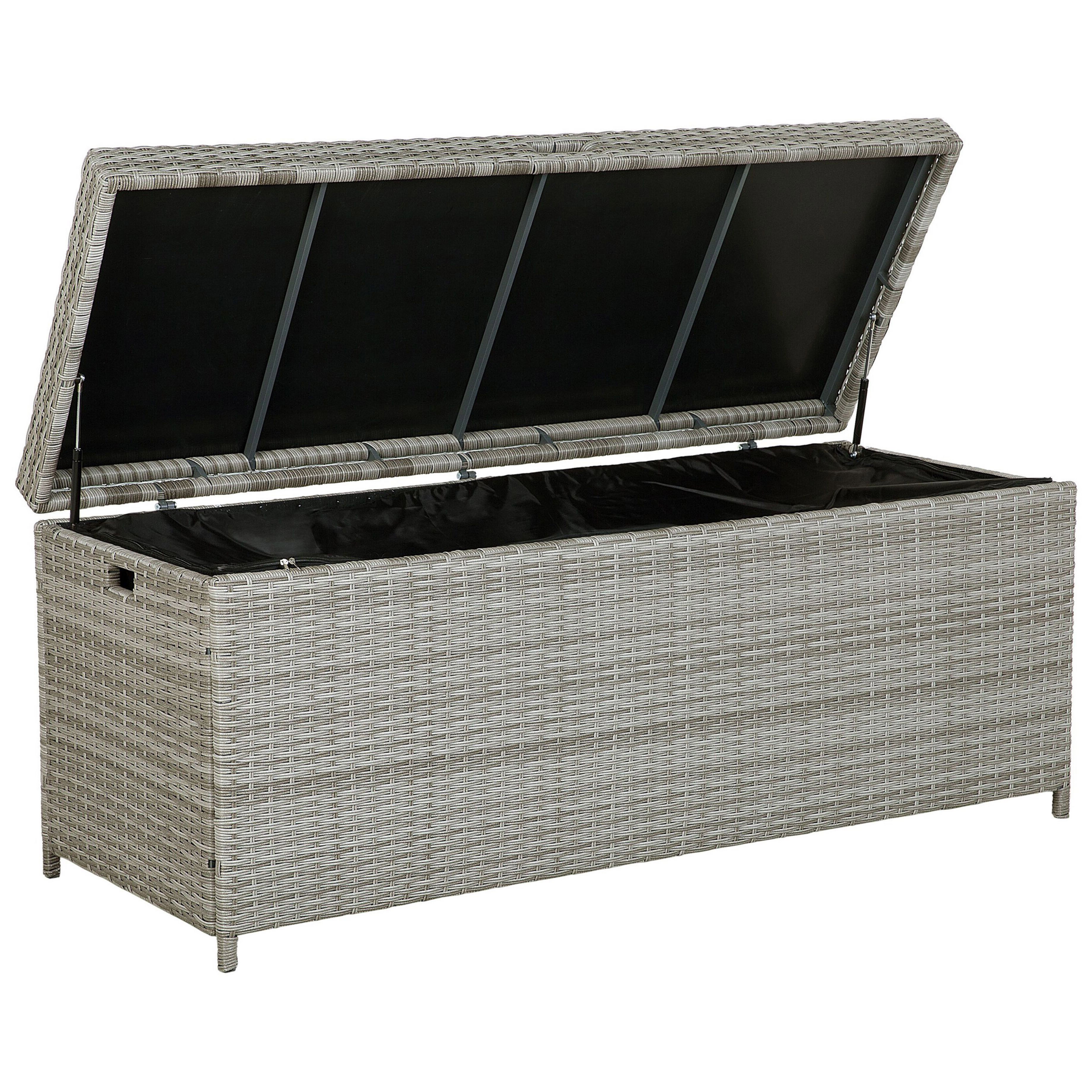 Opbevaringsboks MODENA 158 cm 63 cm PE-rattan Grå